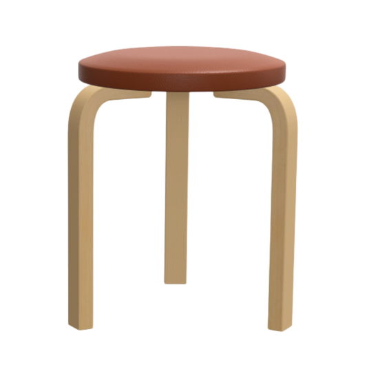 E60 Stool birch/black lin 17 3/8", unas.